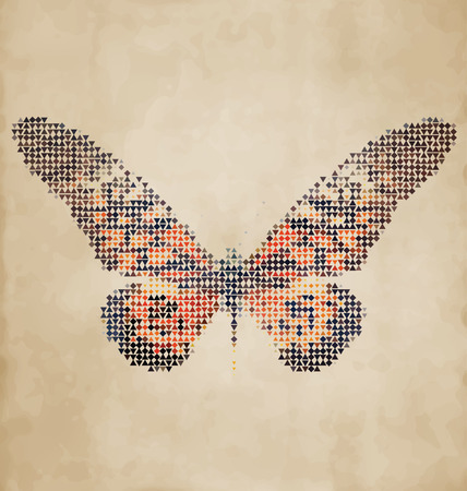 Abstract Butterfly Illustration - Butterfly design made of geometrical elements - colorful triangles and rhombsのイラスト素材