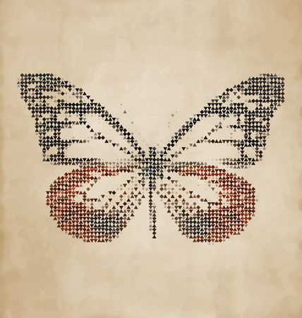 Abstract Butterfly Illustration - Butterfly design made of geometrical elements - colorful triangles and rhombsのイラスト素材
