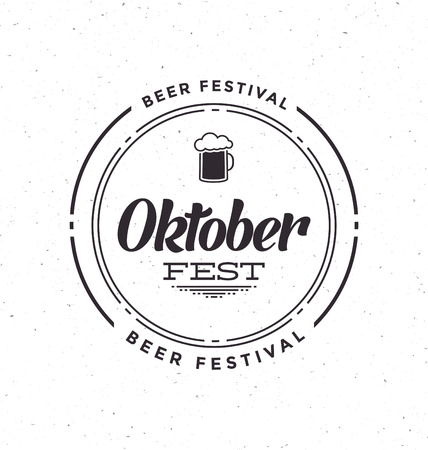Oktoberfest beer festival celebration retro typographic design template - Textured vintage style backgroundのイラスト素材