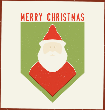 Retro Style Minimal Design - Santa Claus Illustration - Christmas Greeting - Merry Christmas - Grunge Style Cardのイラスト素材