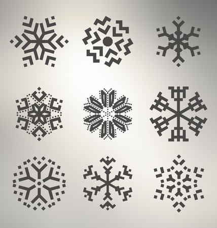 Geometric Snowflake Icon Setのイラスト素材