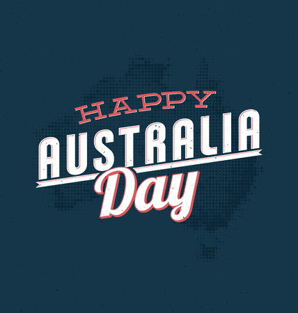 Australia Day - 26 January - Vintage Typographic Designのイラスト素材