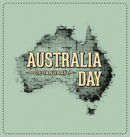 Australia Day - 26 January - Typographic Design with Halftone Mapのイラスト素材