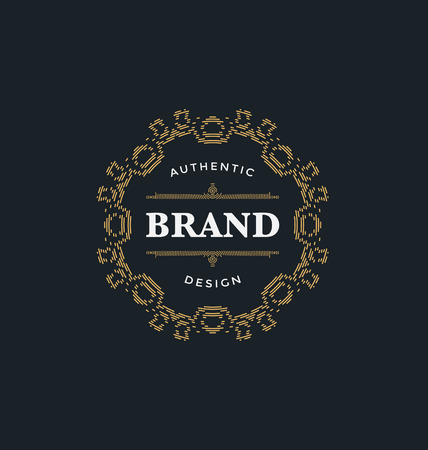 Calligraphic Label Design Template - Mono Line Ornamental Style. Elegant luxury frame with typography - Ideal for restaurant, hotel, cafe and other businesses with corporate identity visualのイラスト素材