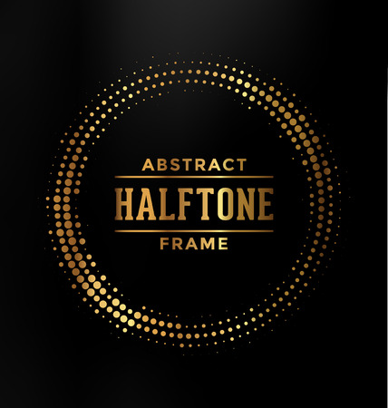 Abstract Halftone Circle Frame - Black and Gold Designのイラスト素材