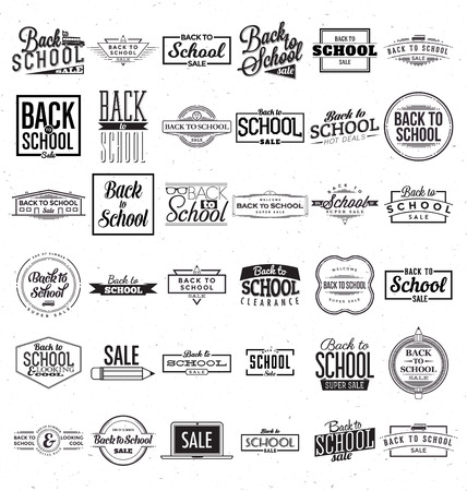 Back to School Calligraphic Designs - Retro Style Elements - Vintage Ornaments - Sale, Clearance Collection - Vector Setのイラスト素材