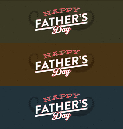 Happy Father's Day Design Set - A dark brown colored retro style badge with a halftone abstract mustache on different colored backgroundsのイラスト素材