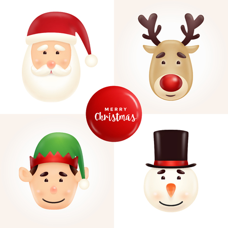 Christmas character face illustration set.のイラスト素材