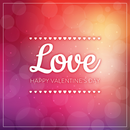 Love typography - valentine's day greeting card with colorful bokeh lights backgroundのイラスト素材