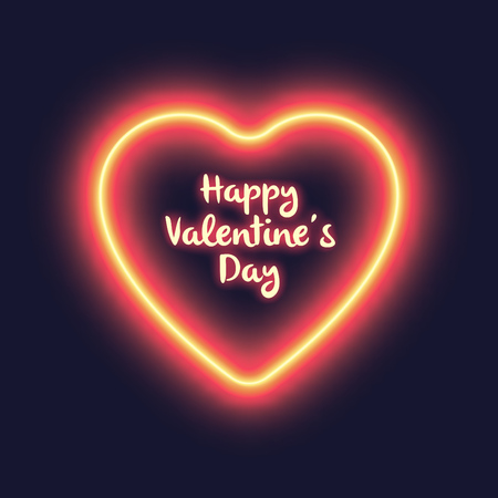 Valentine's day heart shaped neon sign greeting designのイラスト素材