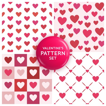 Seamless heart pattern set - collection of cute patterns for valentine's day or girly designsのイラスト素材