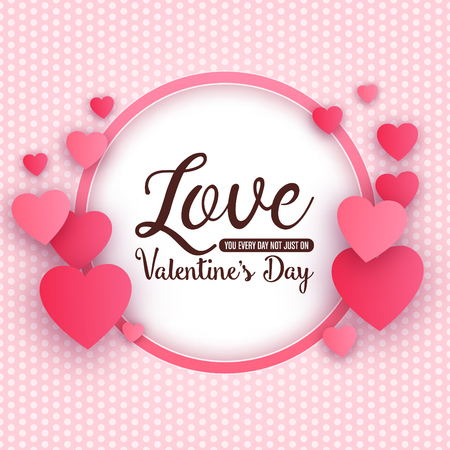 Typographic valentine's day design with circular frame and heartsのイラスト素材