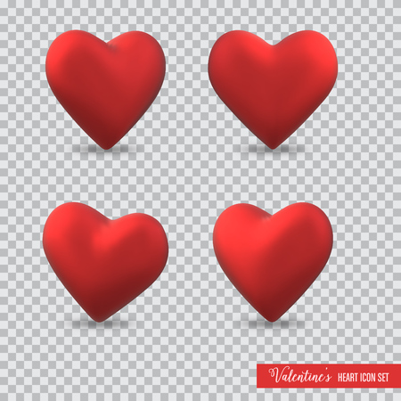 3D heart icon set for Valentine's day on transparent backgroundのイラスト素材