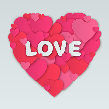 Hearts shaping a big heart with love signのイラスト素材