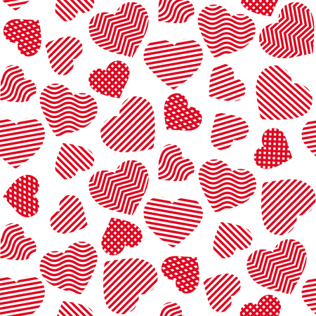 Cute red hearts seamless pattern made of lines ideal for valentine's dayのイラスト素材