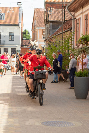 European City Festival, Kuldiga, Latvia. Bicycle orchestra from the Netherlands. High quality photoのeditorial素材