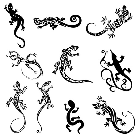 Tattoos lizards (collection)のイラスト素材