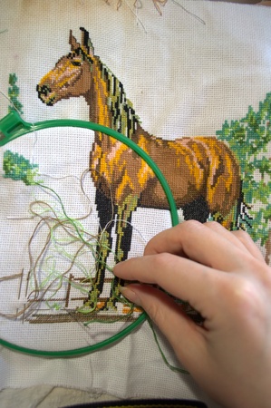 embroidery a dagger - a horse hand made