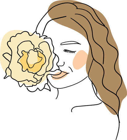 illustration of a leaf, minimalistic drawing in vector in one lineのイラスト素材