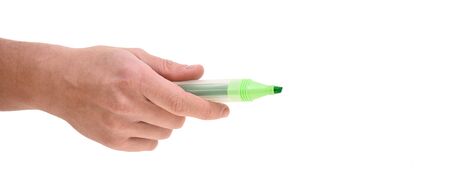 Hand with pencil isolated on white