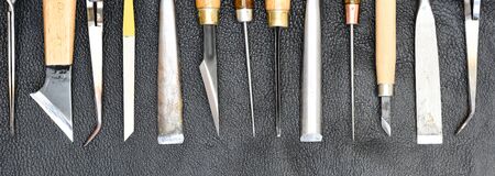 Tools in hobby workshop backgroundの写真素材