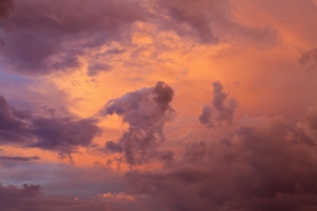Sky with clouds at sunset after the rainstormの写真素材