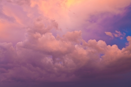 Sky with clouds at sunset after the rainstormの写真素材