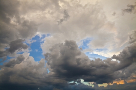 Sky with clouds at sunset after the rainstormの写真素材