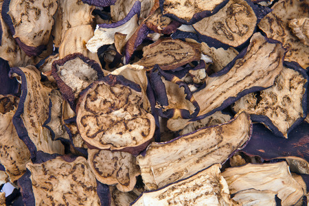 Eggplant, dried for cooking, photographed close upの写真素材