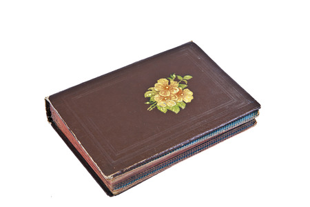 Old photograph album, decorated with brown artificial leatherの写真素材