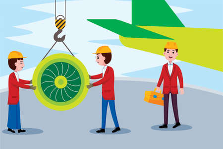Aerospace Engineer Profession with an illustration. Flat design with cartoon characters.のイラスト素材