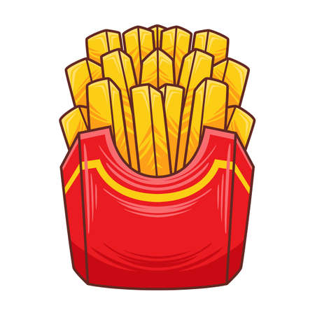 Illustration of French Fries in Flat Design Style.