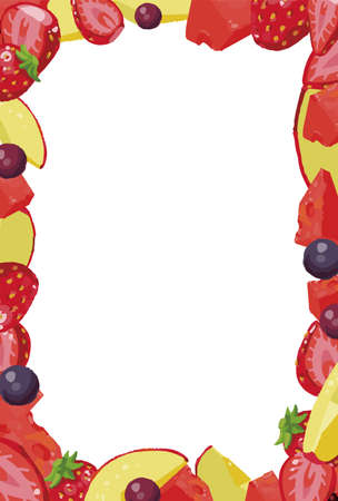 Postcard of red cut fruits (red cut fruit postcard)のイラスト素材