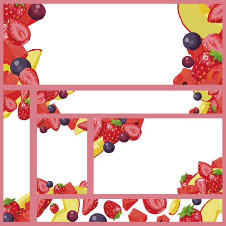 red cut fruit frame & banner (red cut fruit frame & banner)のイラスト素材