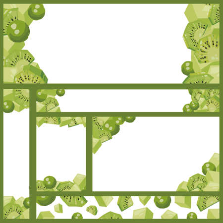Green Cut Fruit Frame & Bannerのイラスト素材