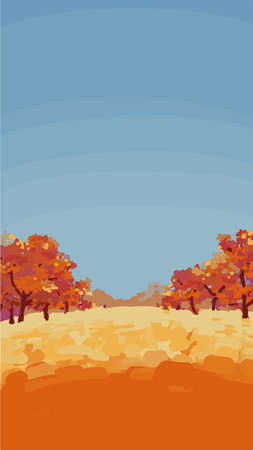 background illustration of a vivid autumn fieldのイラスト素材