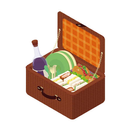 Picnic basket with sandwichesのイラスト素材