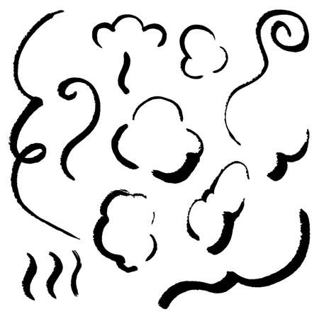 Illustration material: brush, steam, cloud, setのイラスト素材
