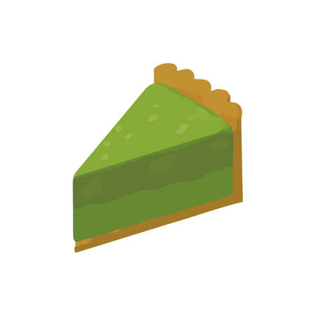 Green Tea Tart.Delicious dessert.Isometric colorful illustration.Clip art of food.のイラスト素材