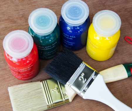 New paint brush and new color Bottleの写真素材