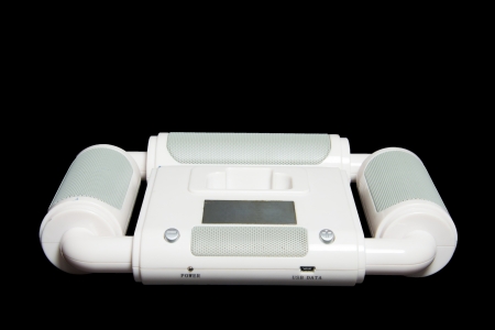 Speaker mobile isolated on black backgroundの写真素材