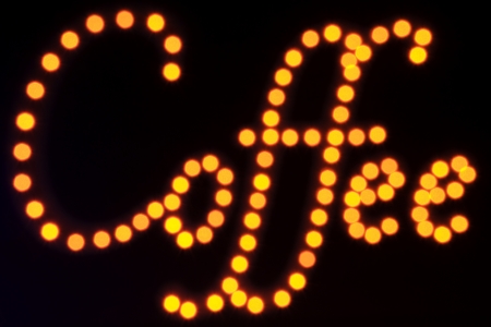 Hand made word "Coffee" with LEDs lightの写真素材