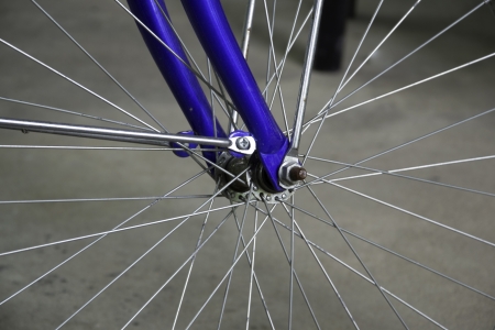 Details of blue bicycle wheel