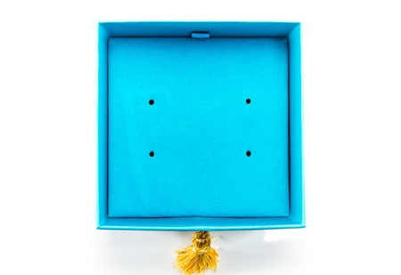 Blue box front side with isolated on whiteの写真素材