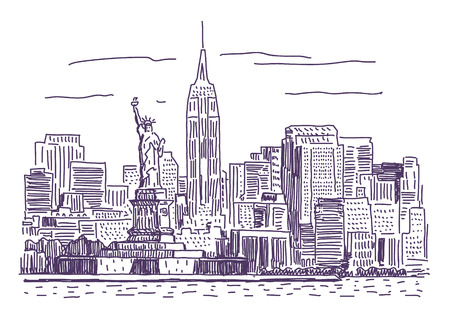 New York simple drawing illustrationのイラスト素材