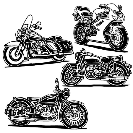 Retro motorcycle drawing isolated on white backgroundのイラスト素材