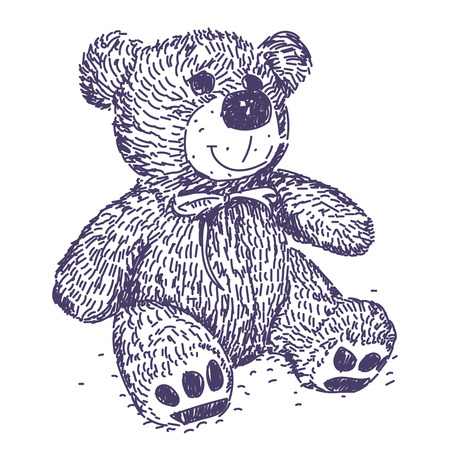 Teddy Bear cute vector realistic hand drawingのイラスト素材