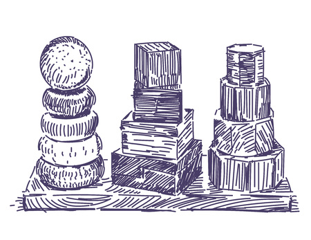 Wooden pyramid toy hand drawnのイラスト素材