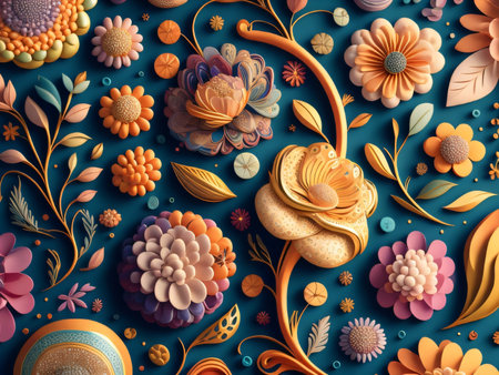 3d render, abstract floral background, floral pattern, 3d illustrationの素材