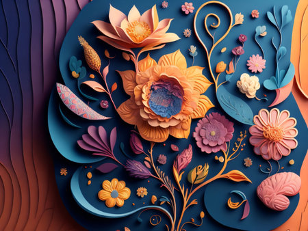 3d render, abstract floral background, 3d illustration, fantasy flowersの素材